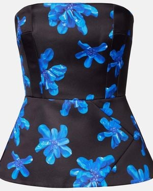 Emilia Wickstead Regan Floral Genzianella Tube Top - Blue