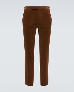 ZEGNA Cotton And Cashmere Corduroy Slim Trousers - Brown