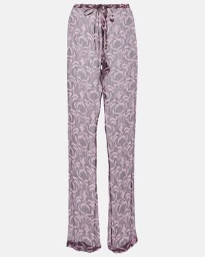 Dries Van Noten Pachas Printed Silk Straight Pants - Purple