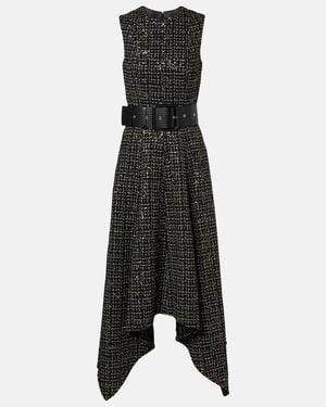 Safiyaa Okimi Sequined Tweed Midi Dress - Black