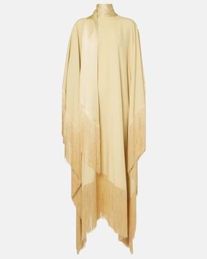 Taller Marmo Mrs. Ross Fringed Crepe Cady Kaftan - Metallic