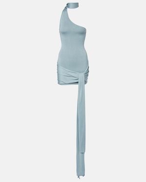 AYA MUSE Scarf-Detail Silk-Blend Jersey Minidress - Blue