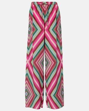 Valentino Printed Silk Palazzo Pants - Red