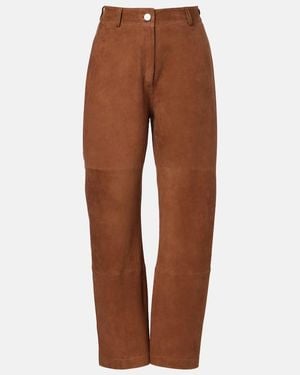 Rohe Suede Barrel-Leg Pants - Brown
