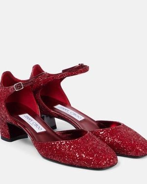 Jimmy Choo Pixie 45 Glitter Court Shoes - Red