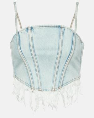 Alessandra Rich Distressed Denim Bustier - Blue