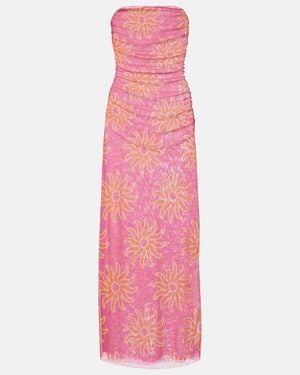 Cala De La Cruz Daphne Printed Mesh Midi Dress - Pink