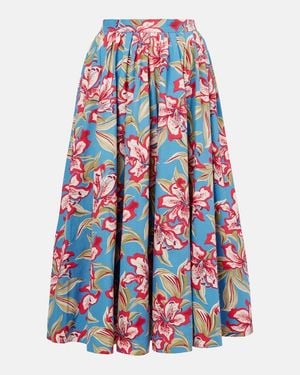 Polo Ralph Lauren Floral Gathered Cotton Midi Skirt - White