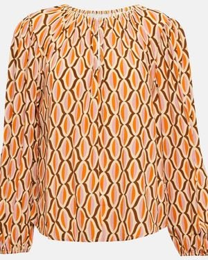 Velvet Laura Printed Crepe Blouse - Orange