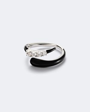 Nikos Koulis Oui 18Kt And Enamel Ring With Diamonds - White