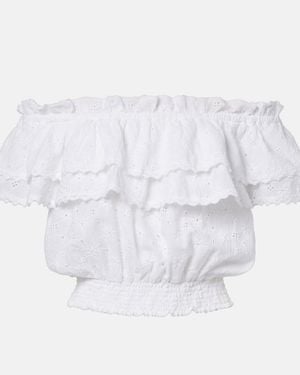 Melissa Odabash Ruth Broderie Anglaise Cotton Crop Top - White