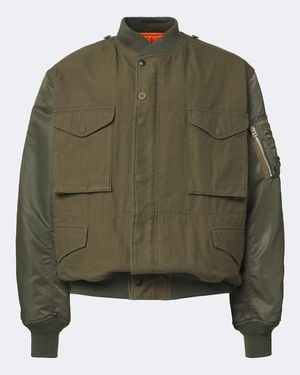 Junya Watanabe Chaqueta Bomber De Algodon Con Paneles - Verde