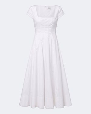 STAUD Wells Cotton Poplin Midi Dress - White