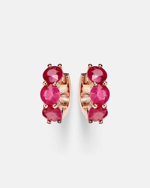 Ileana Makri 18Kt Rose Hoop Earrings With Rubies - Red