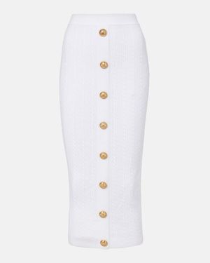 Balmain Cable-Knit Midi Skirt - White