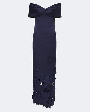Costarellos Off-Shoulder Midikleid Norelle Aus Satin - Blau