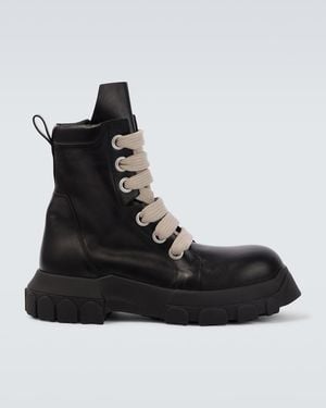 Rick Owens Jumbolace Army Leather Combat Boots - Black