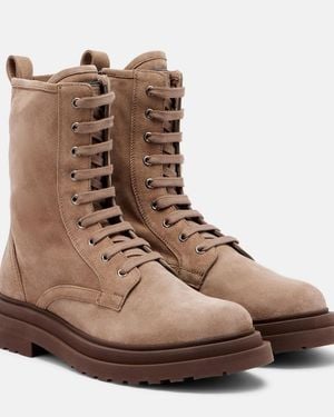 Brunello Cucinelli Suede Lace-Up Boots - Brown