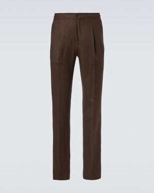 Rubinacci Virgin Wool Flannel Tapered Pants - Brown