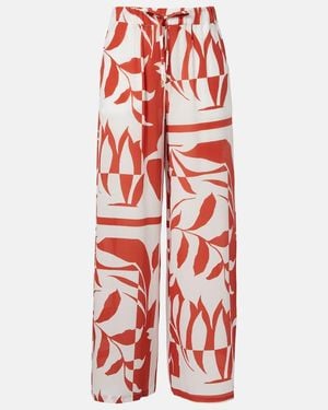 Max Mara Voto Printed Silk Wide-Leg Trousers - Red