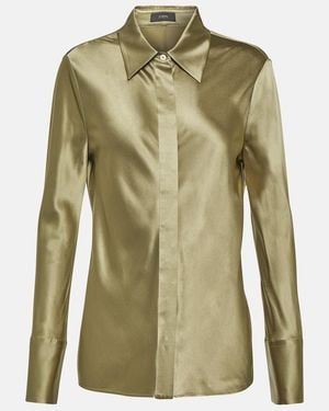JOSEPH Brunel Silk Satin Blouse - Green