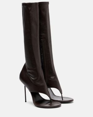 Paris Texas Lidia 105 Leather Knee-High Boots - Black