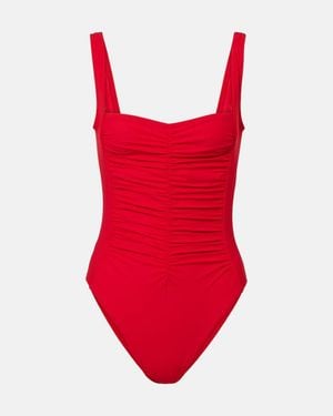 Karla Colletto Ruched Swimsuit - Red