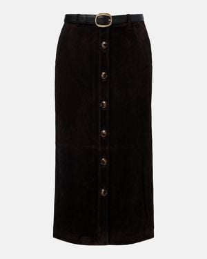 Self-Portrait Suede Midi Skirt - Black