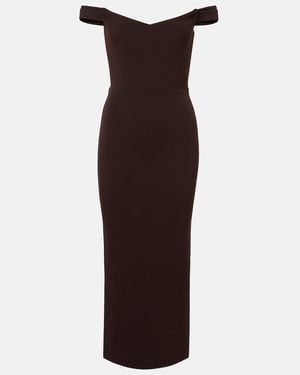 Alex Perry Off-Shoulder Midi Dress - Purple