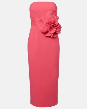 Rebecca Vallance Floral-Applique Crepe Midi Dress - Pink