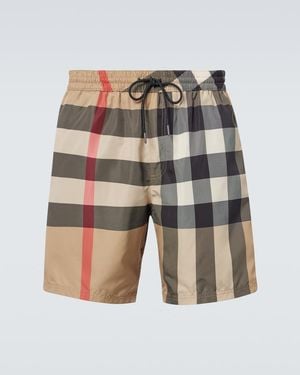 Burberry Check Swim Trunks - Natural