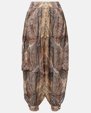 Zimmermann Hypnotic Paisley Silk Tapered Trousers - Brown