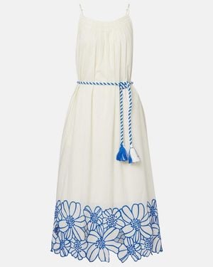 Velvet Juliette Embroidered Cotton Midi Dress - White