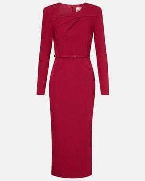 Roland Mouret Belted Crepe Midi Dress - Red
