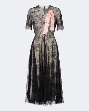 Erdem Embellished Lace Midi Dress - Black