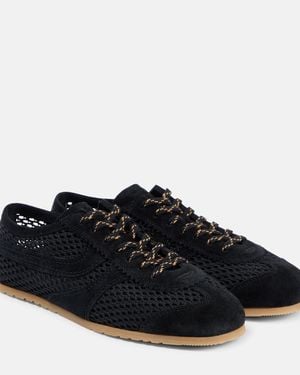Dries Van Noten Suede-Trimmed Mesh Sneakers - Black