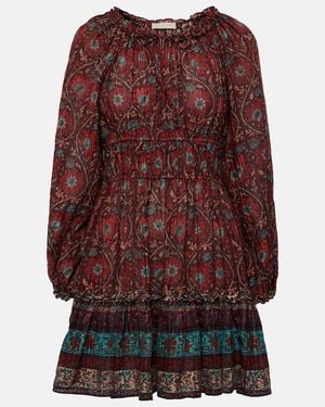 Ulla Johnson Val Floral Puff-Sleeve Minidress - Red