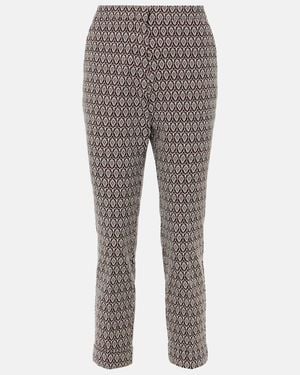 Etro Printed Cotton-Blend Cropped Trousers - Grey