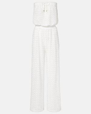 Melissa Odabash Viv Sheer Pointelle Cotton-Blend Jumpsuit - White