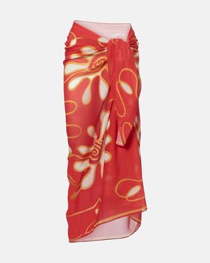 Cala De La Cruz Luana Printed Beach Cover-Up - Red