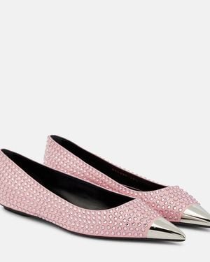 Area Rhinestone-Embellished Ballet Flats - Pink