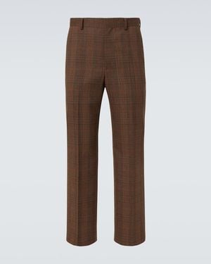 AURALEE Prince Of Wales Check Wool Suit Trousers - Brown