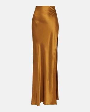 The Sei Asymmetric Silk Satin Maxi Skirt - Brown