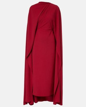 ROKSANDA Neolitsea Caped Crepe Cocktail Dress - Red