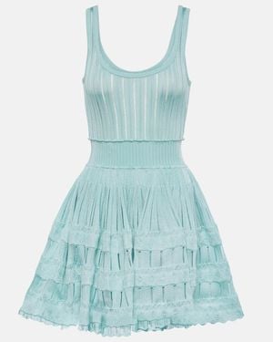 Alaïa Open-Knit Minidress - Blue