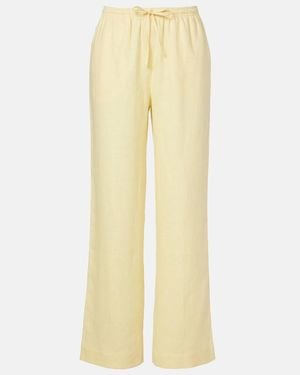 Asceno Aurelia Linen Wide-Leg Pants - Yellow