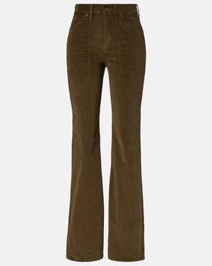 Veronica Beard High-Rise Cotton Wide-Leg Pants - Brown