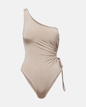 Max Mara Canarie Ruched One-Shoulder Swimsuit - Natural
