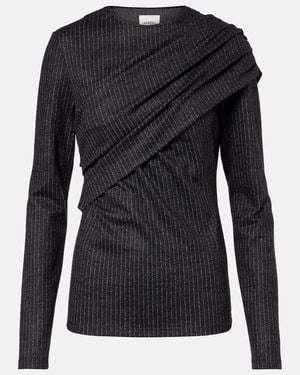 Isabel Marant Asna Chalk Stripe Wool And Cotton Top - Black