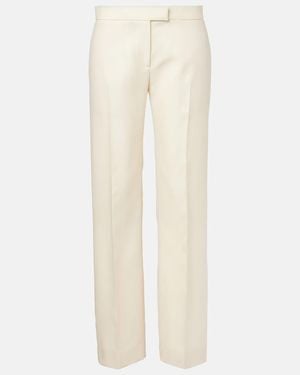 KHAITE Callen Wool And Silk Straight Trousers - Natural